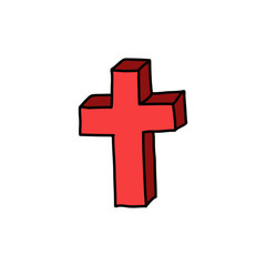 Obraz premium religious cross doodle icon