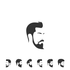 men beard and hair cut vector illustration design