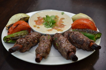 meat steak shish kebeb tahini