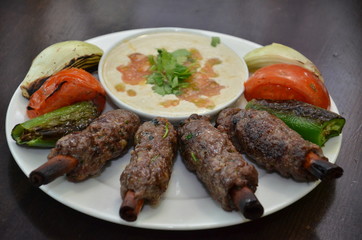 meat steak shish kebeb tahini