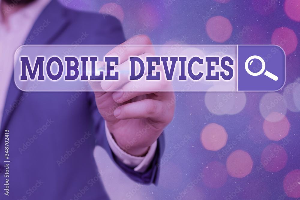 Poster handwriting text mobile devices. conceptual photo a portable computing device like smartphone tablet
