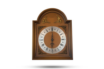 Antique clock White background 6 watches