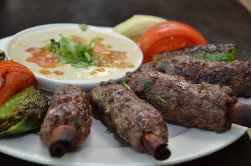 meat steak shish kebeb tahini