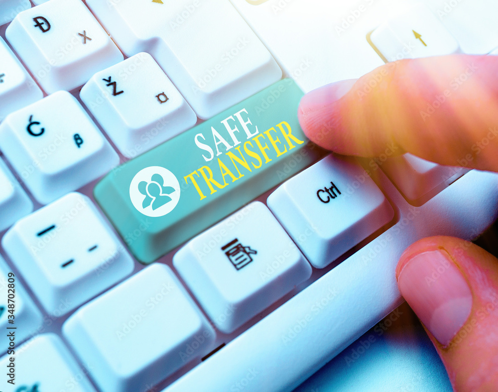 Poster writing note showing safe transfer. business concept for wire transfers electronically not paper bas