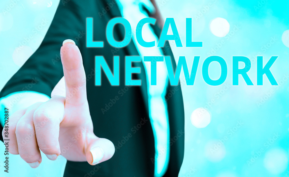 Poster text sign showing local network. business photo text intranet lan radio waves dsl boradband switch c