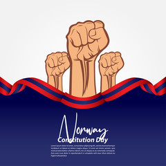Norway Constitution Day With Ribbon and Flag Vector For Banner Print