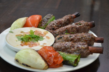 meat steak shish kebeb tahini