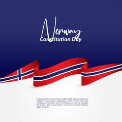 Norway Constitution Day With Ribbon and Flag Vector For Banner Print