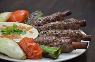 meat steak shish kebeb tahini