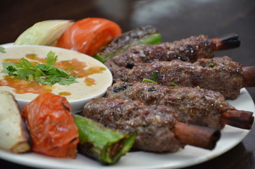 meat steak shish kebeb tahini