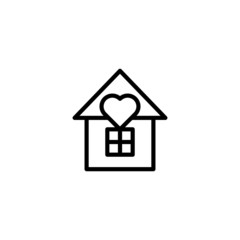 House of love icon in linear, outline icon isolated on white background