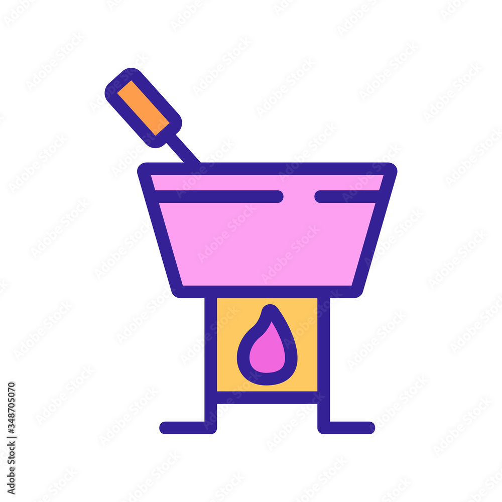 Poster fondue with skewers with candle icon vector. fondue with skewers with candle sign. color symbol illu