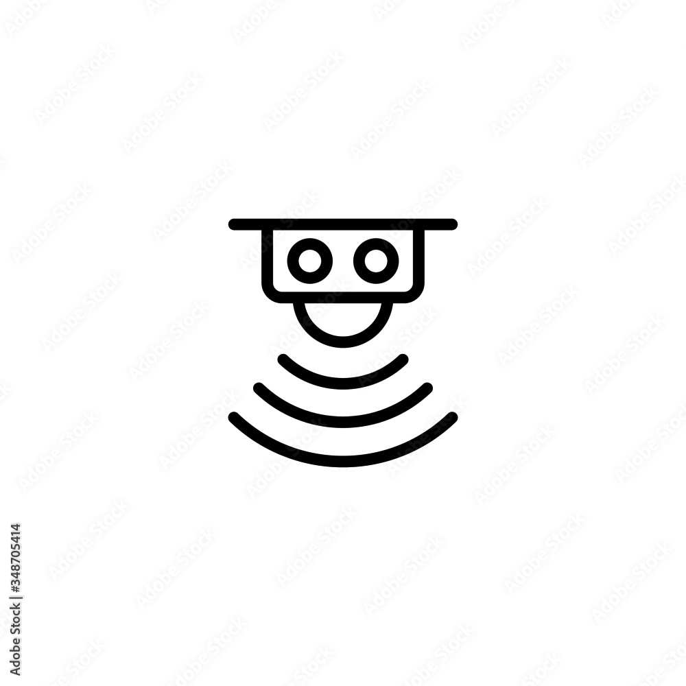 Poster motion sensor vector icon in linear, outline icon isolated on white background