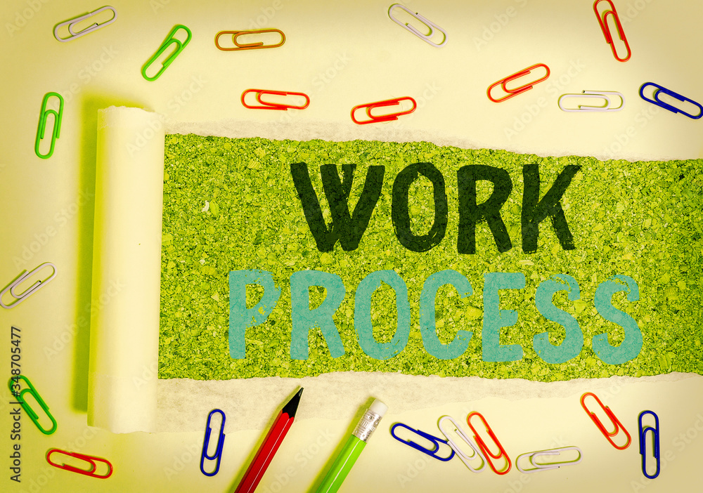 Poster conceptual hand writing showing work process. concept meaning standard procedures how to handle a pa