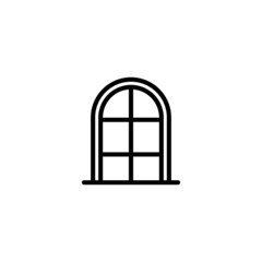 Window icon symbol in linear, outline icon isolated on white background