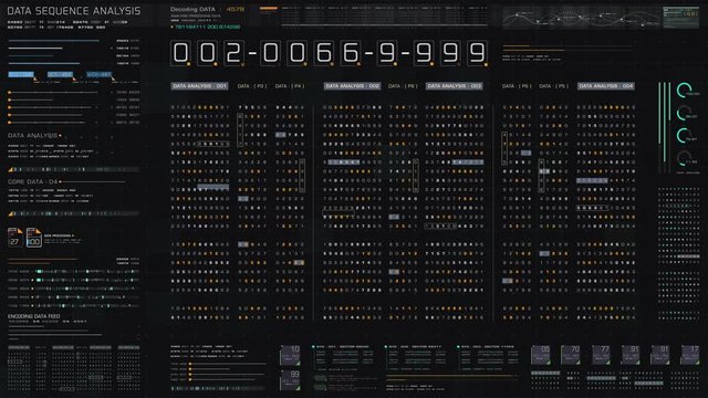 Futuristic hi-tech user interface head up display with digital code and data info graphic telemetry information display for desktop screen background
