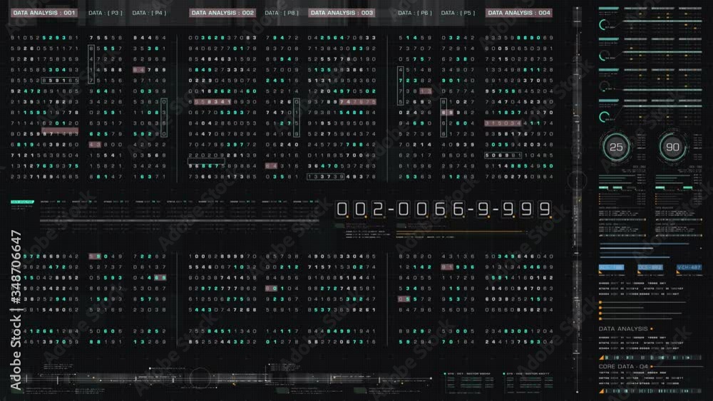 Aufkleber Futuristic hi-tech user interface head up display with digital code and data info graphic telemetry information display for desktop screen background