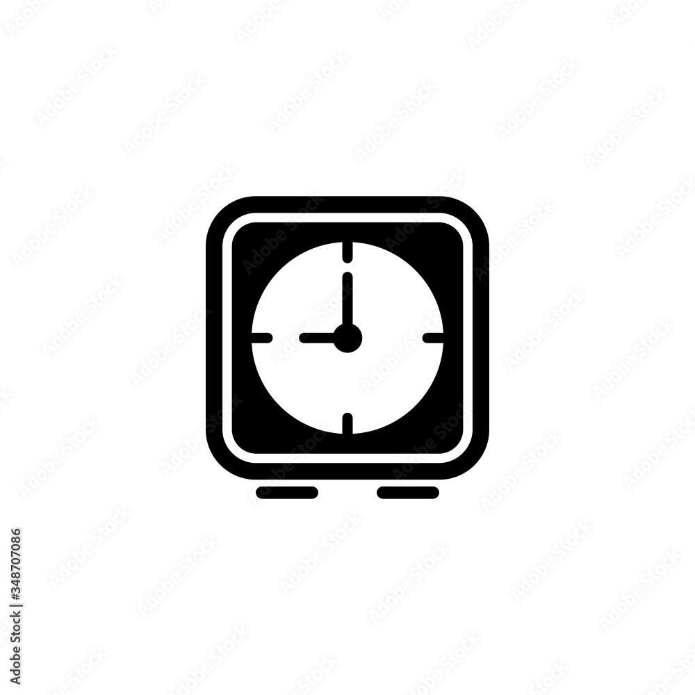 Poster table clock vector icon in black solid flat design icon isolated on white background