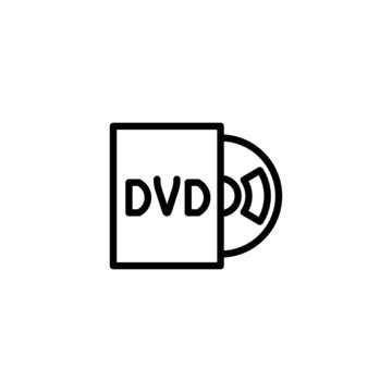 Dvd disc vector icon in linear, outline icon isolated on white background