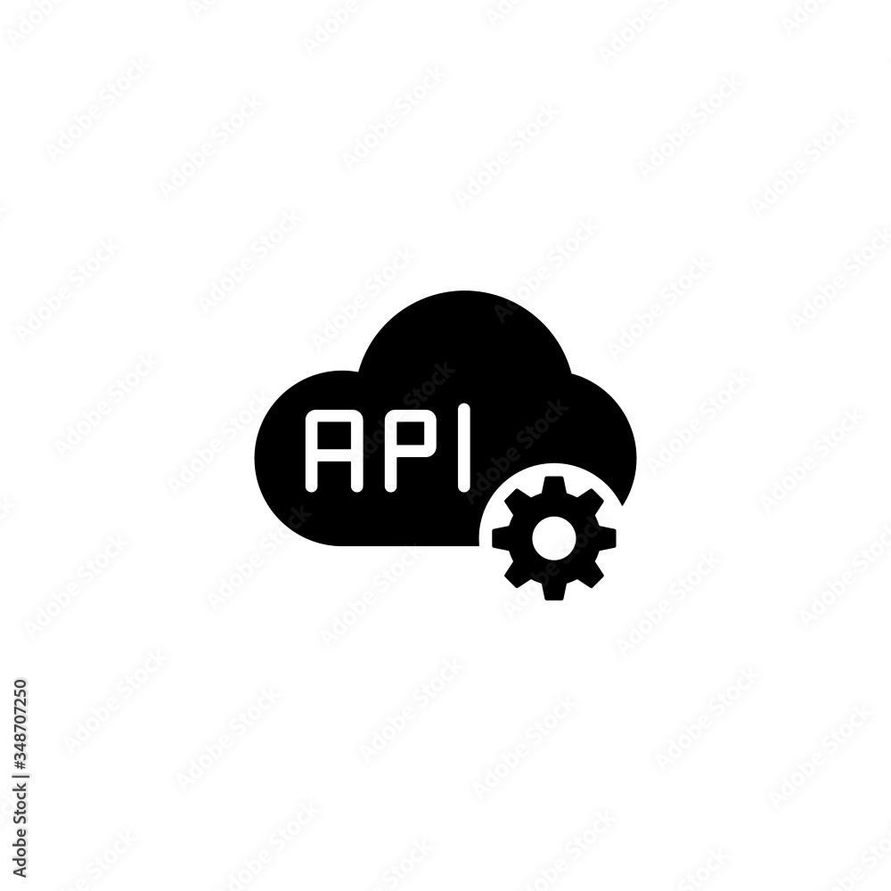 Aufkleber api vector icon in black solid flat design icon isolated on white background