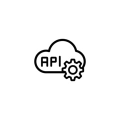 Api vector icon in linear, outline icon isolated on white background