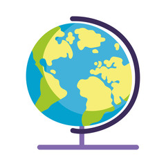 school globe map isolated icon design