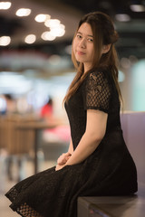 Beautiful girl with bokeh light