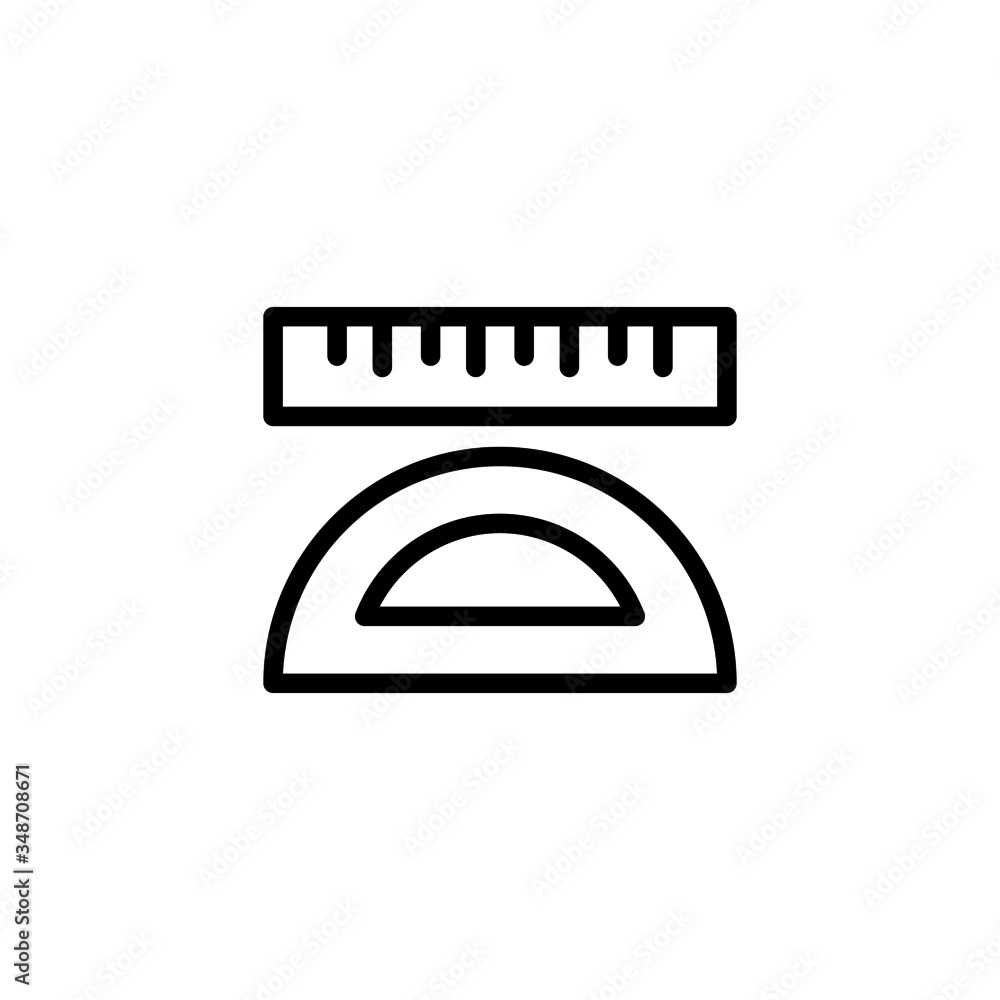 Poster measuring tools vector icon in linear, outline icon isolated on white background