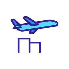 Fototapeta na wymiar sound of airplane flying past houses icon vector. sound of airplane flying past houses sign. color symbol illustration