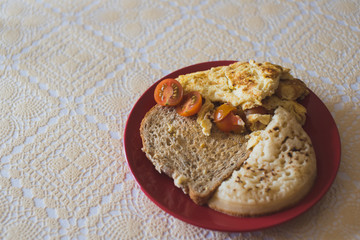 breakfast  egg tomato flour
