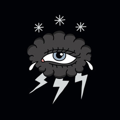 cloud with eye illustration traditional tattoo flash