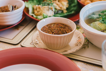 Thai food various Tableware