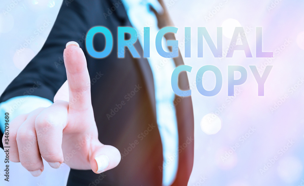 Poster text sign showing original copy. business photo text main script unprinted branded patented master l