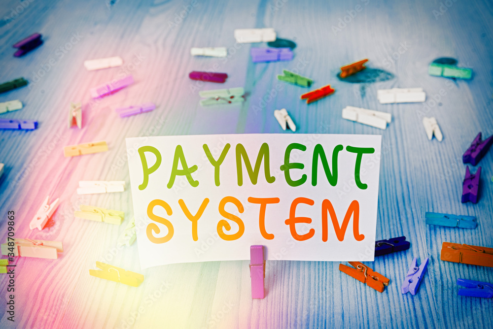 Aufkleber conceptual hand writing showing payment system. concept meaning compensation scheme method used in p