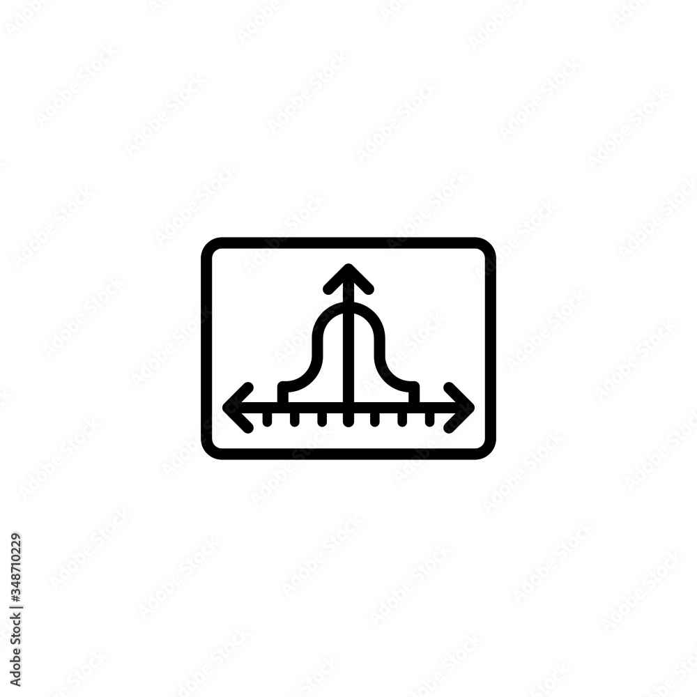 Poster gaussian function vector icon in linear, outline icon isolated on white background
