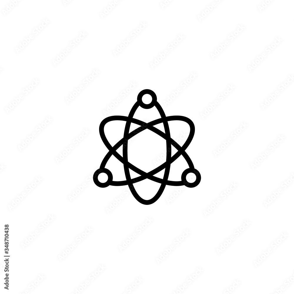 Poster atomic orbitals vector icon in linear, outline icon isolated on white background