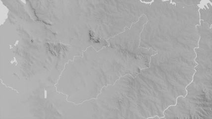 Caazapá, Paraguay - outlined. Grayscale