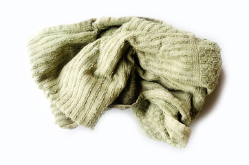 Old dirty torn rag isolated on white background. Cleaning rag.
