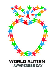 World Autism Day. Apple concept vector	
