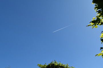 Airplane in a blue sky