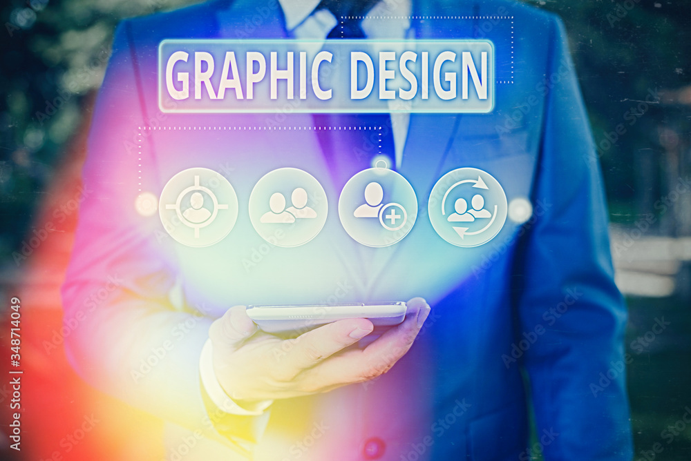 Poster writing note showing graphic design. business concept for art or skill of combining text and picture