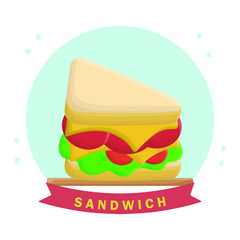 Sandwich Breakfast Dessert Vegetable and Meat. Flat Vector Icon Design