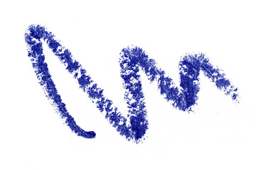 Eye liner trace stroke isolated. Eyeliner eye contour pencil stroke smear smudge blue color.