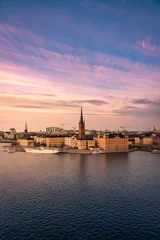 Foto op Aluminium Stockholm Prachtige zonsondergang boven Stockholm