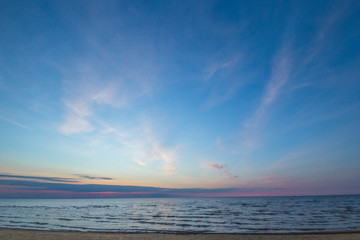 Baltic sea at sunset on the beach