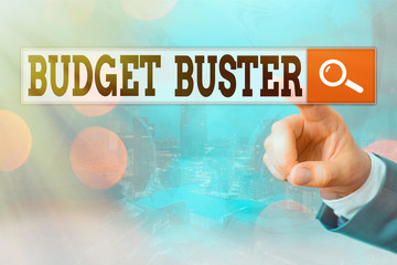 Writing note showing Budget Buster. Business concept for Carefree Spending Bargains Unnecessary...