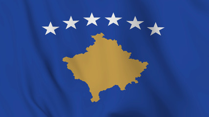 kosovo flag is waving 3D animation. kosovo flag waving in the wind. National flag of kosovo.