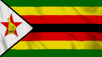 zimbabwe flag is waving 3D animation. zimbabwe flag waving in the wind. National flag of zimbabwe.