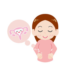 子宮を慈しむ女性