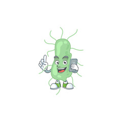 cartoon drawing concept of salmonella speaking with friends on phone
